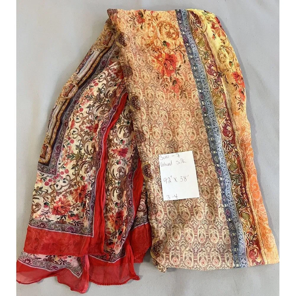 Gorgeous Sheer Multicolor Silk Scarf Wrap 92